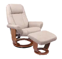 Windsor Scandinavian Sand Polyester Recliner with Ottoman
