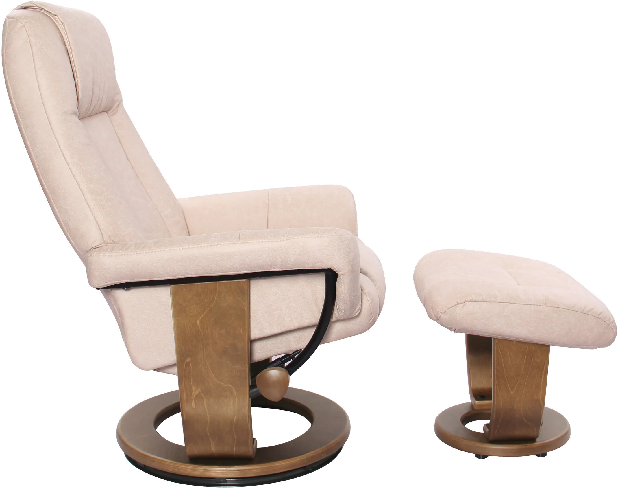 Windsor Scandinavian Sand Polyester Recliner with Ottoman-3