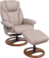 Lyric Scandinavian Light Gray Polyester Recliner with Ottoman