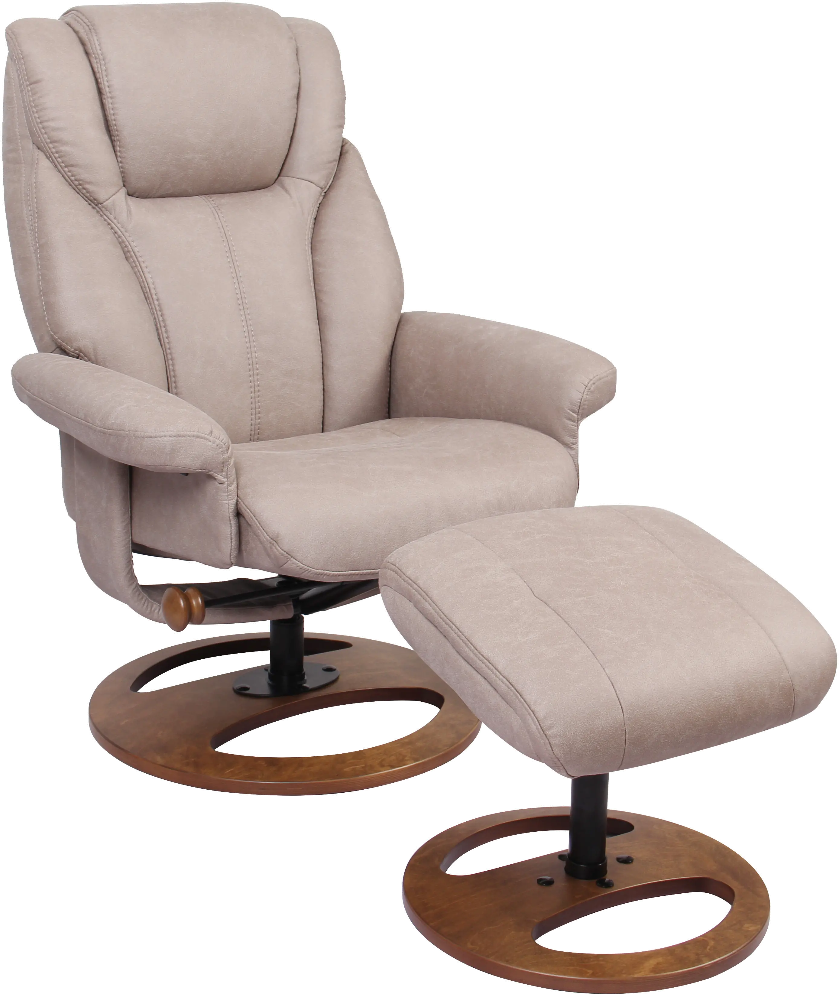 Lyric Scandinavian Light Gray Polyester Recliner with Ottoman-1