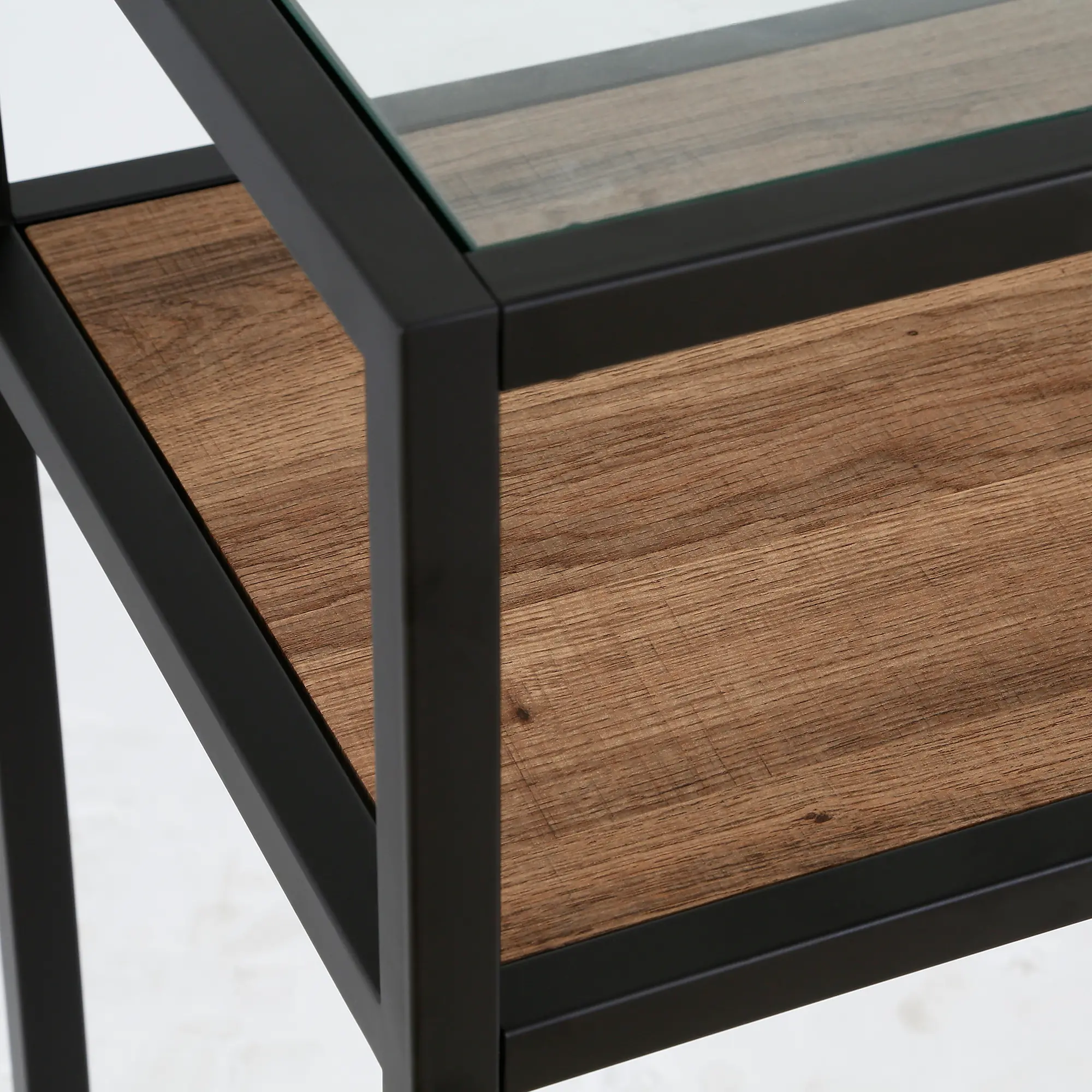 Addison Modern 42 Inch Blackened Bronze and Rustic Oak Console Table-6
