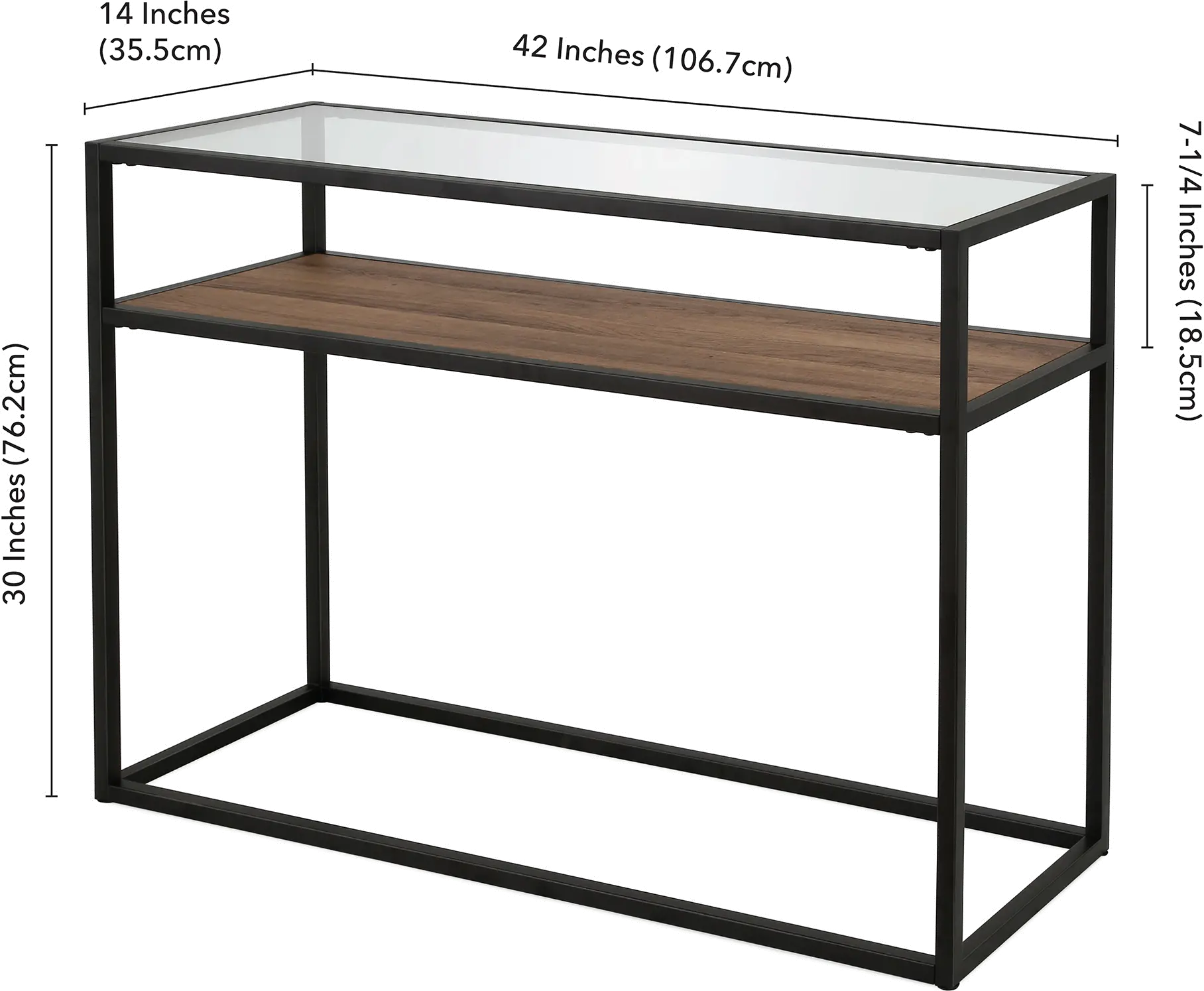 Addison Modern 42 Inch Blackened Bronze and Rustic Oak Console Table-8