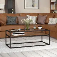 Addison Modern Black Bronze and Rustic Oak Coffee Table