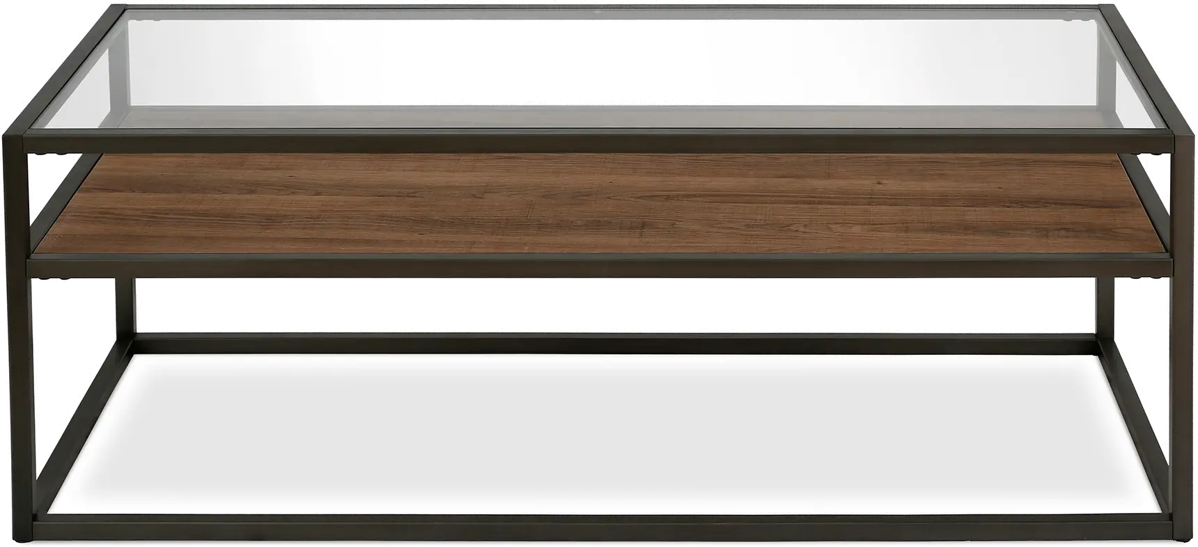 Addison Modern Black Bronze and Rustic Oak Coffee Table-4