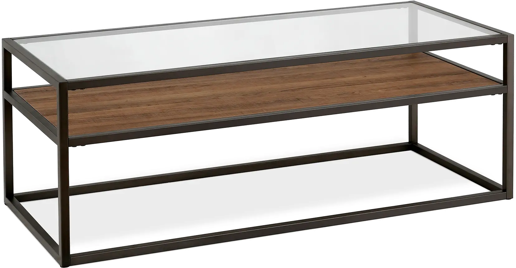 Addison Modern Black Bronze and Rustic Oak Coffee Table-5