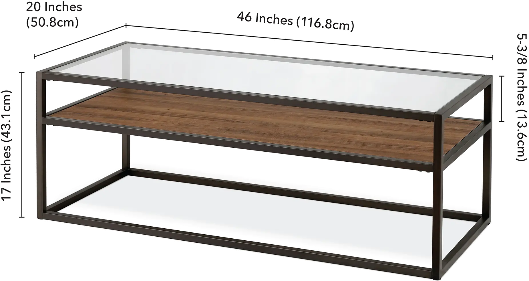 Addison Modern Black Bronze and Rustic Oak Coffee Table-8
