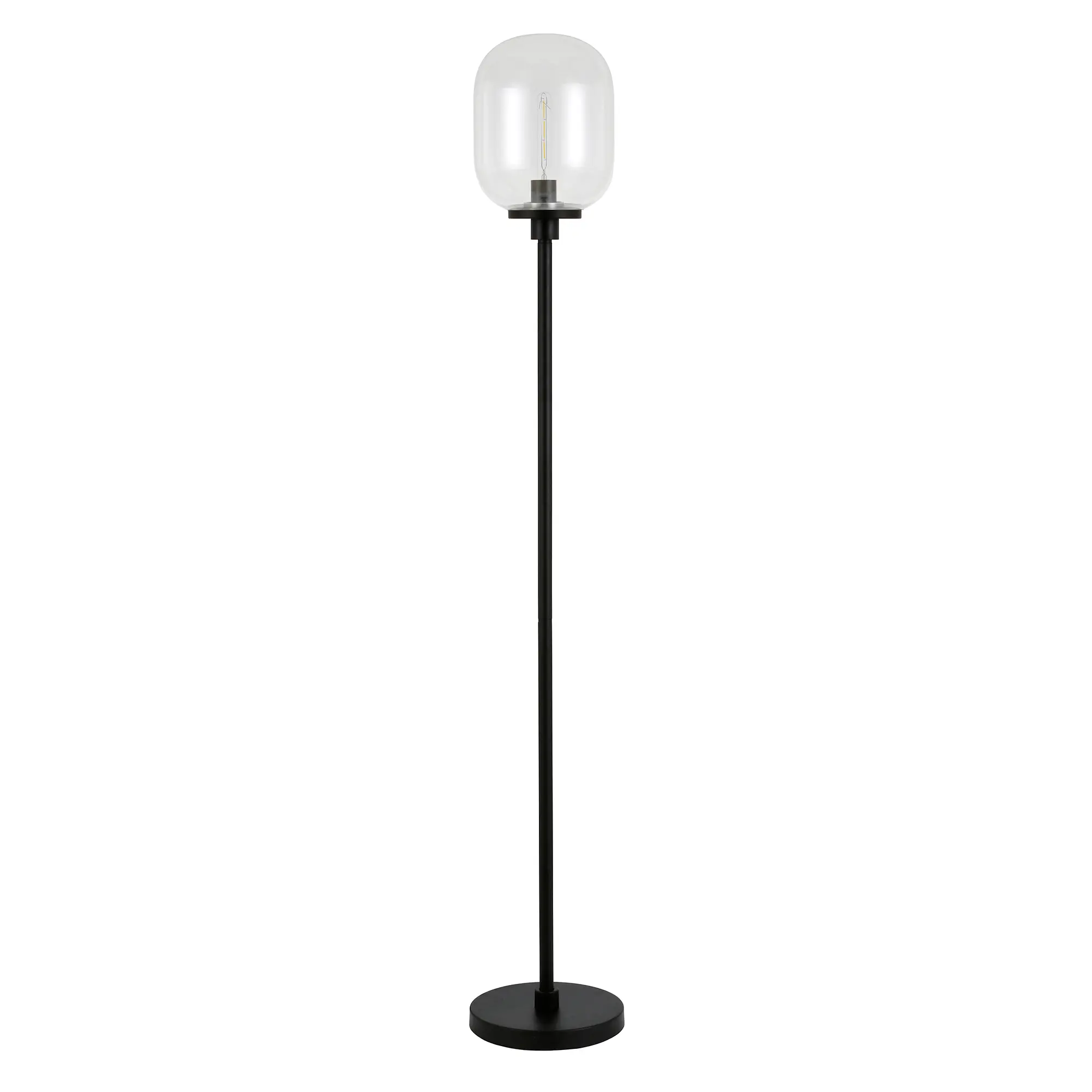 Agnolo Modern Blackened Bronze Floor Lamp with Clear Glass Shade-2