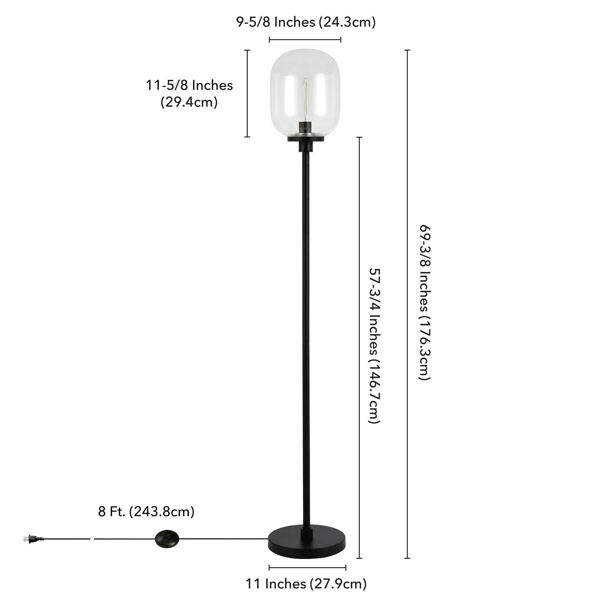 Agnolo Modern Blackened Bronze Floor Lamp with Clear Glass Shade-5