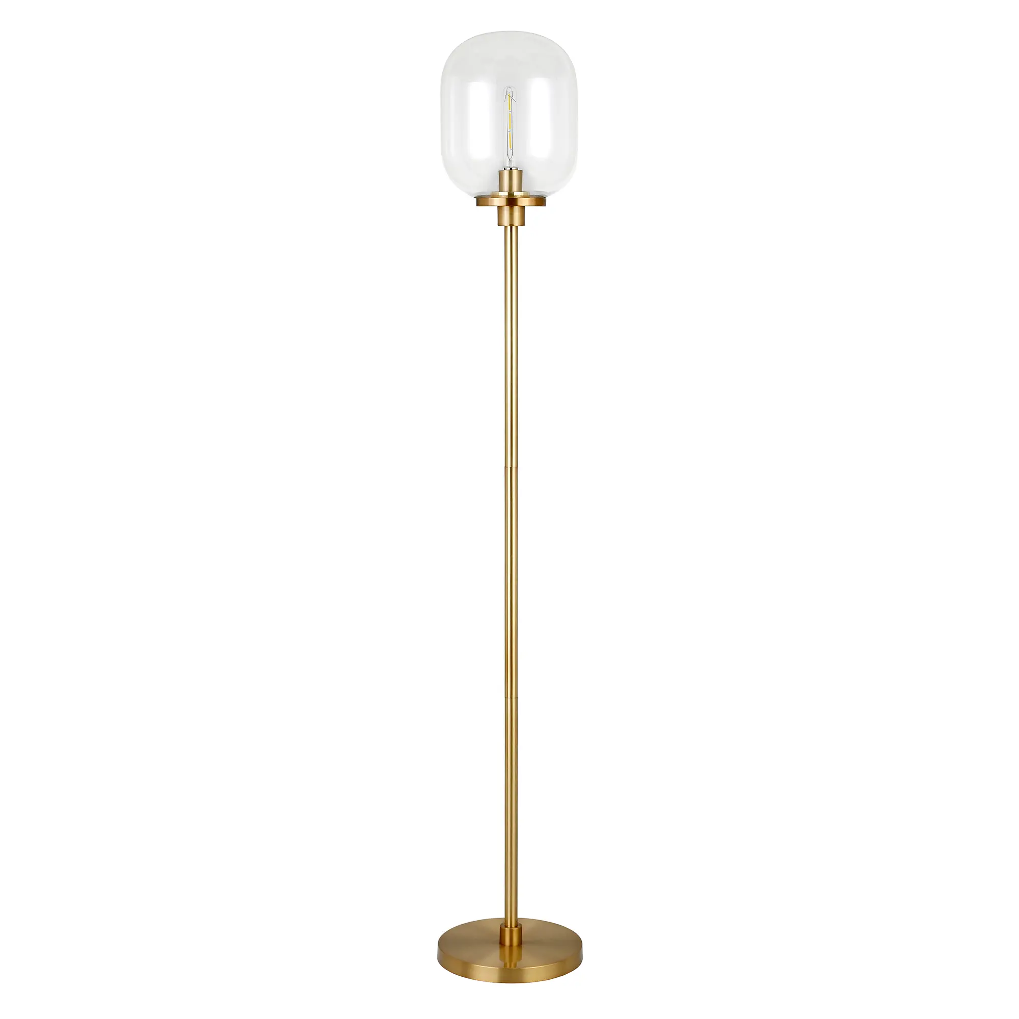 Agnolo Modern Brass Floor Lamp with Clear Glass Shade-2