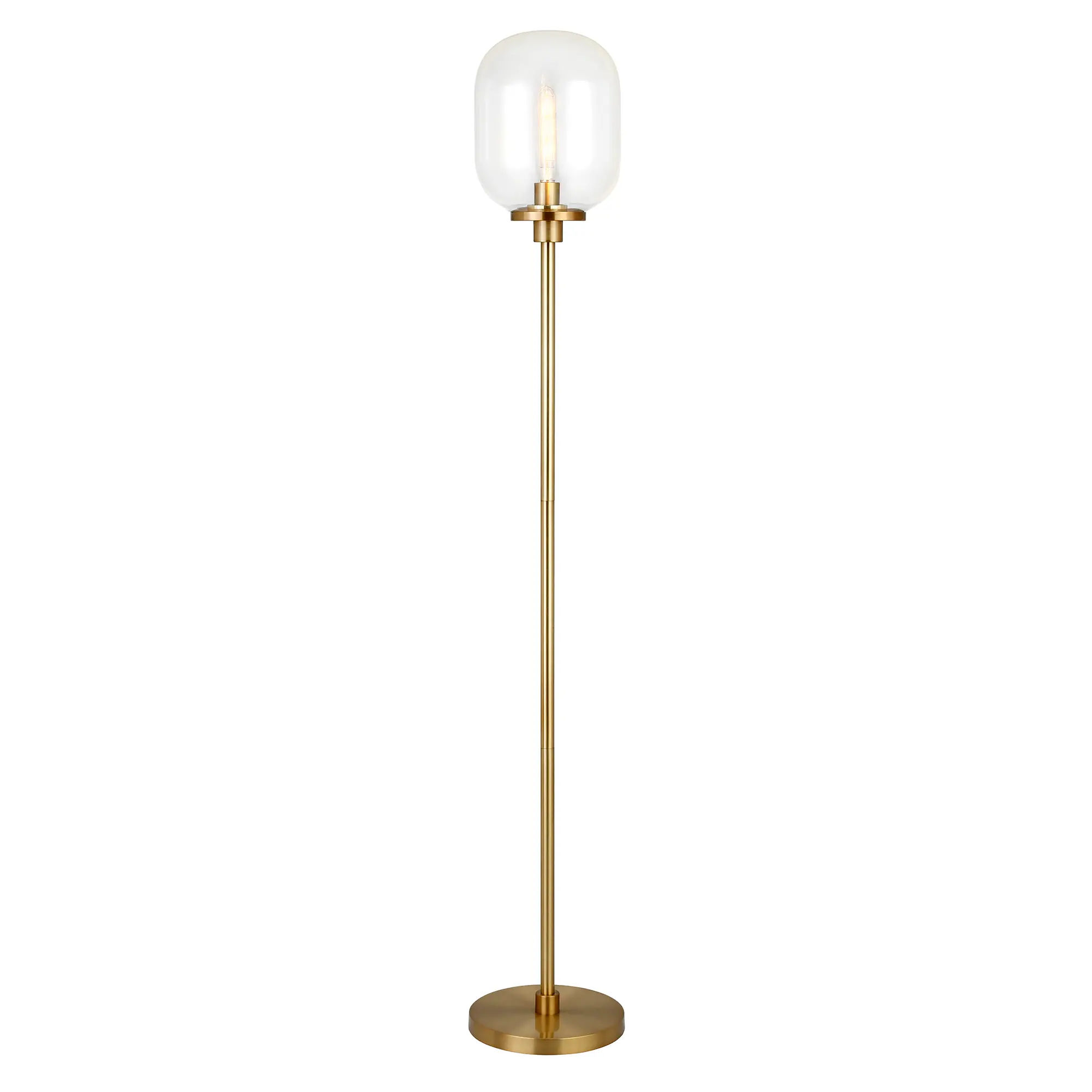 Agnolo Modern Brass Floor Lamp with Clear Glass Shade-3