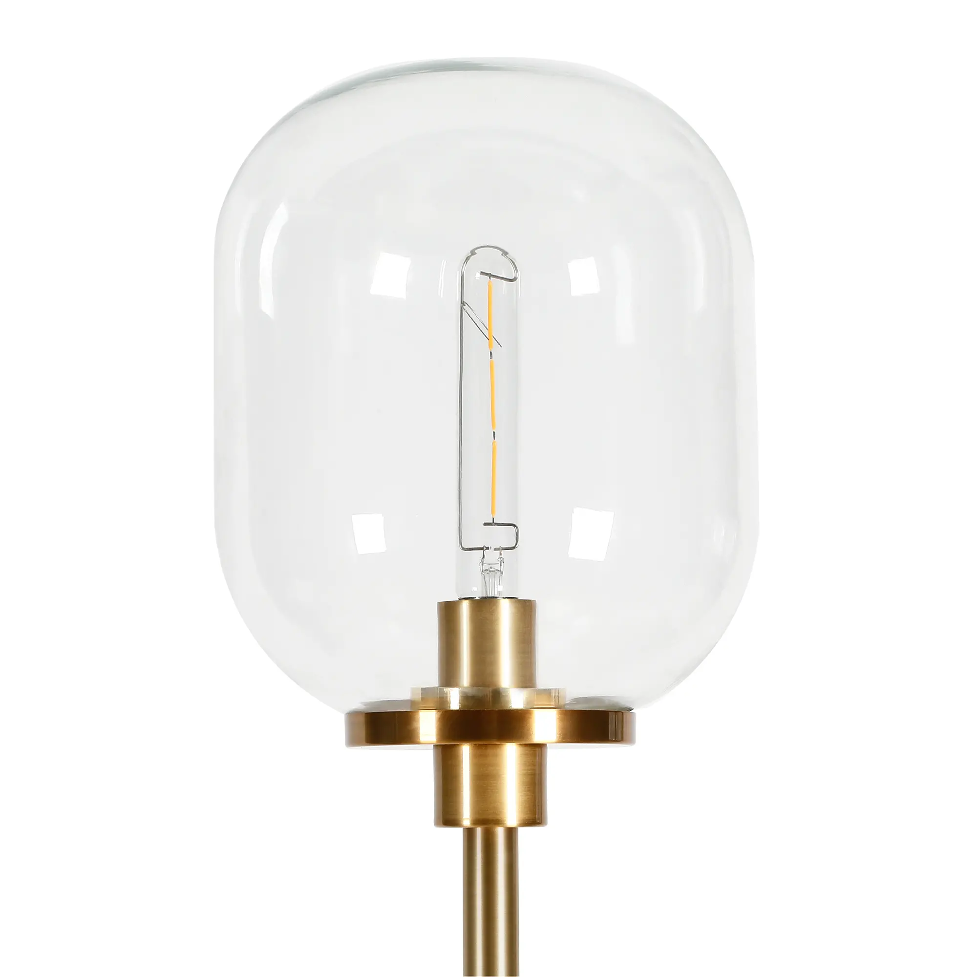 Agnolo Modern Brass Floor Lamp with Clear Glass Shade-8