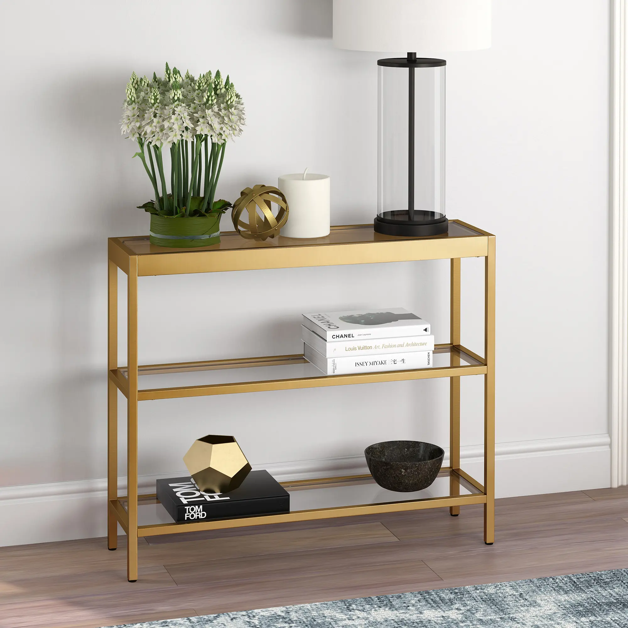 Alexis Modern 36 Inch Brass Console Table-1