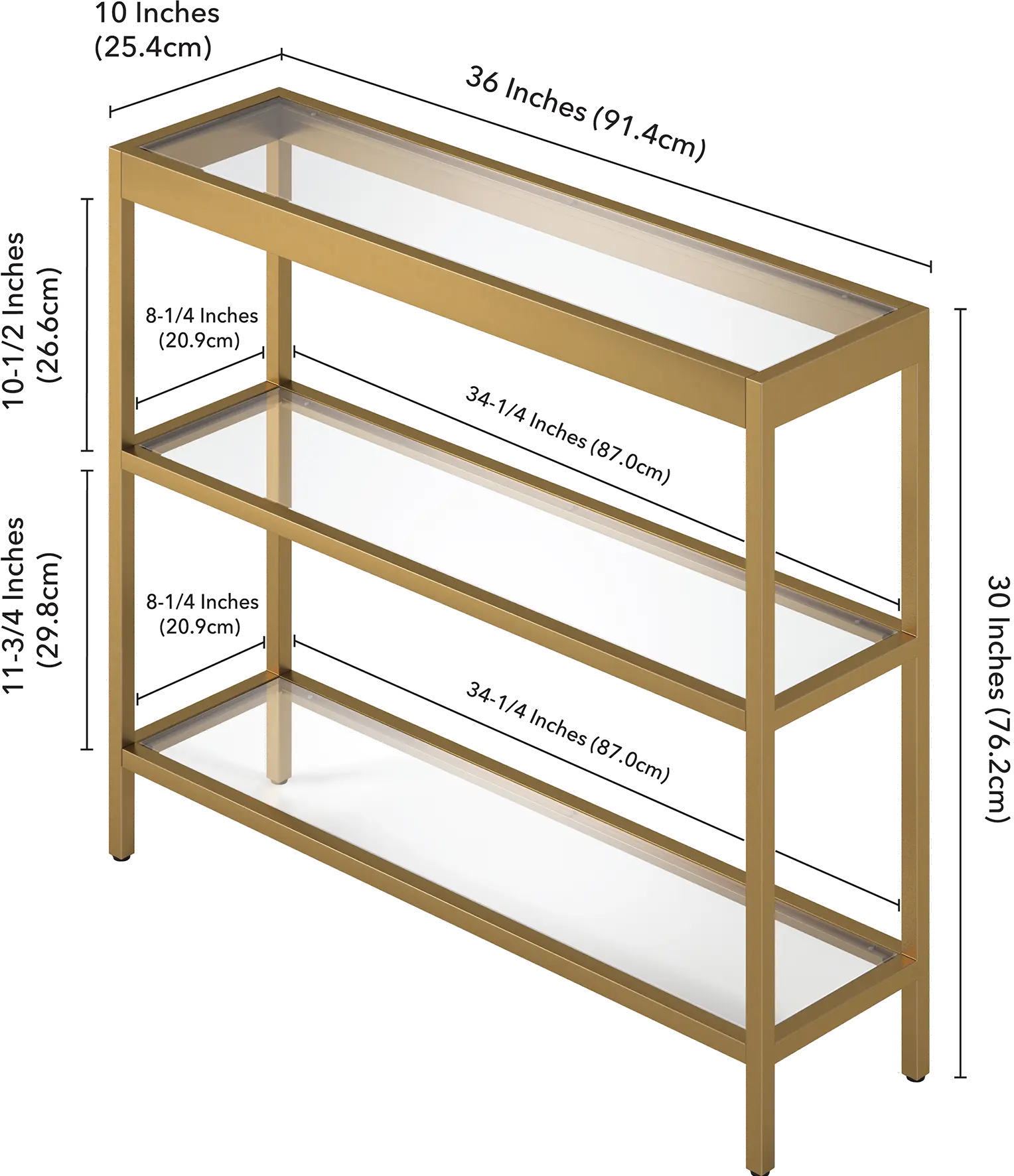 Alexis Modern 36 Inch Brass Console Table-8