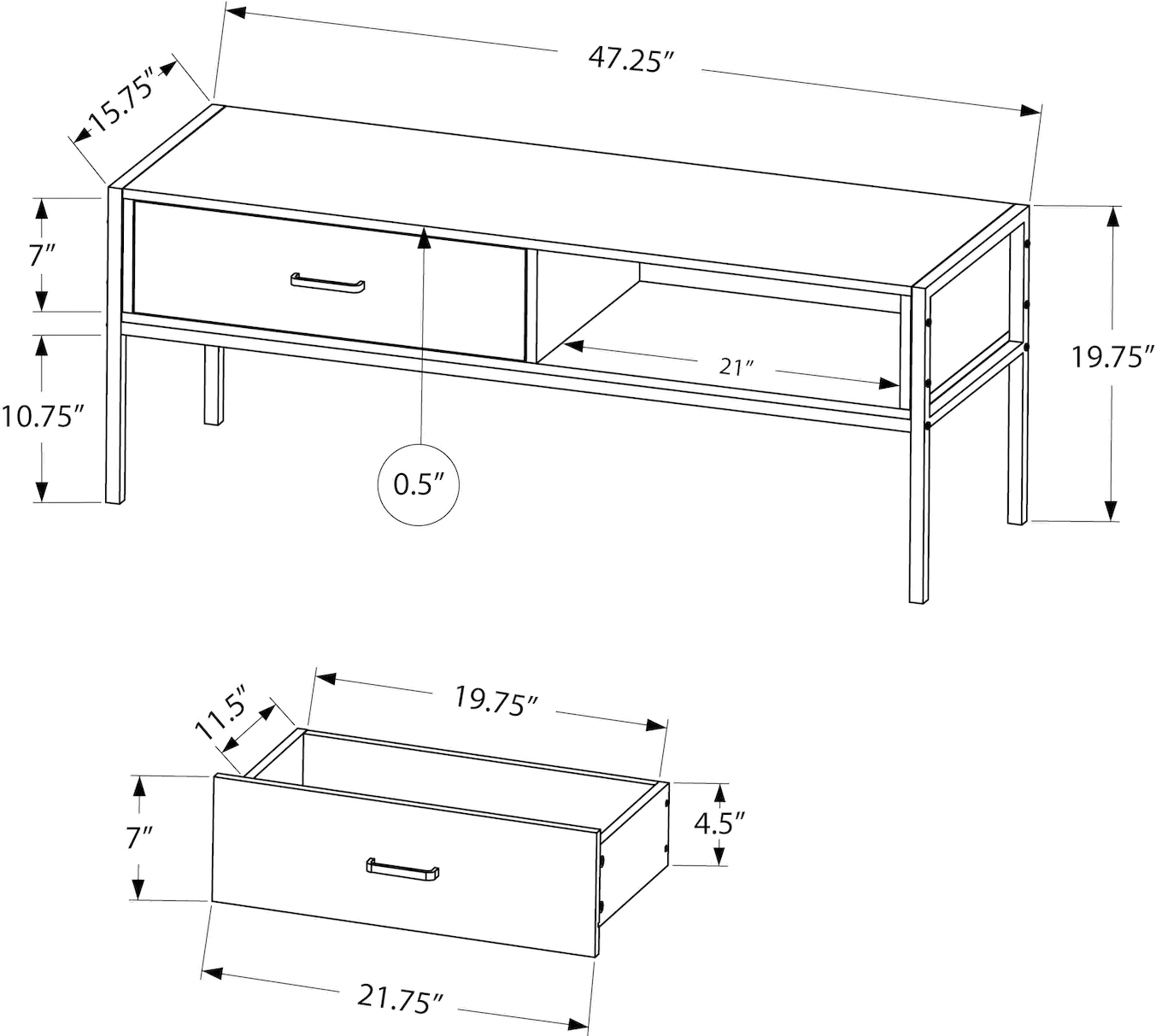 Industrial 48 Inch Black TV Stand-5
