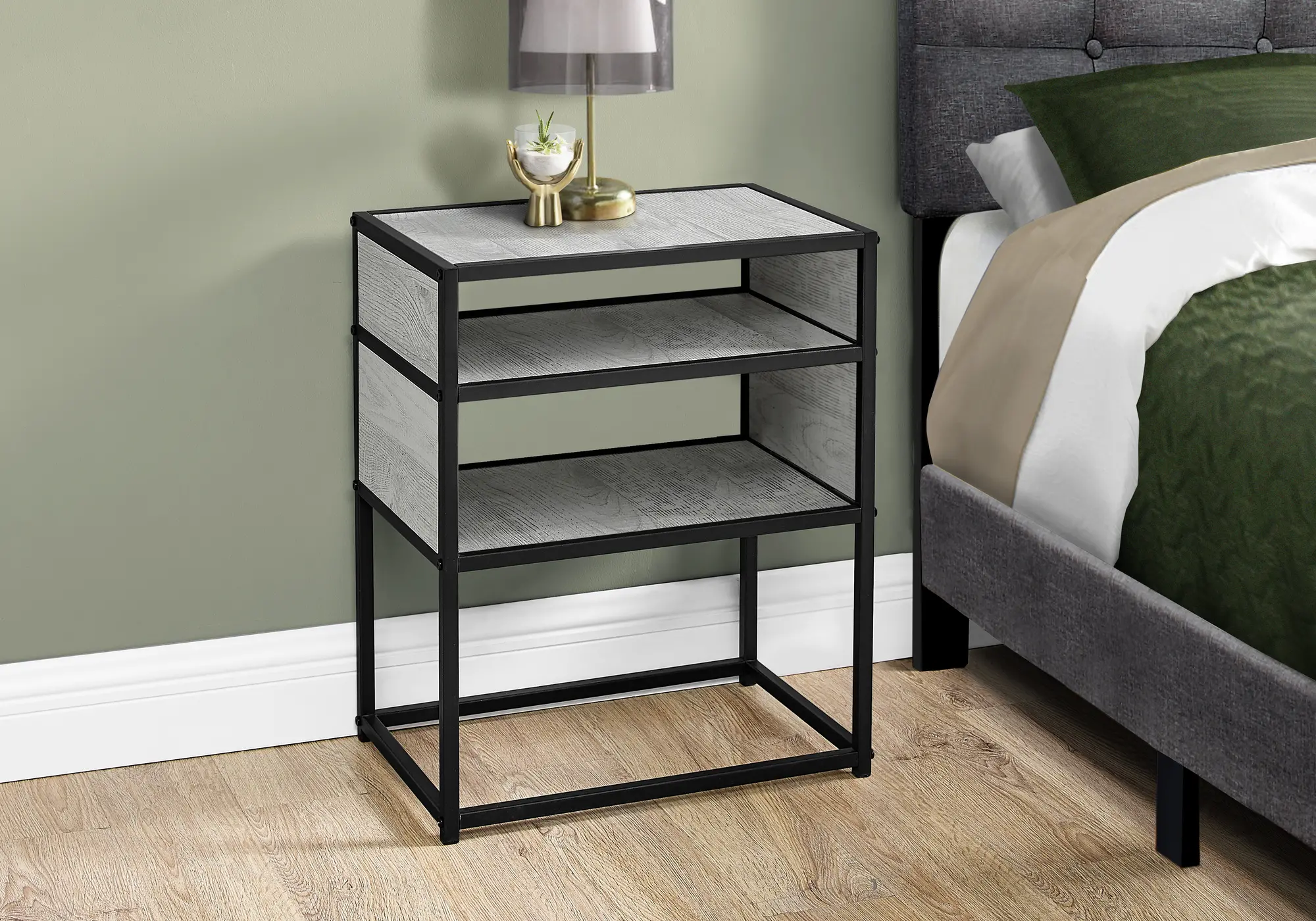 Industrial Grey Two Shelf Accent Table-2