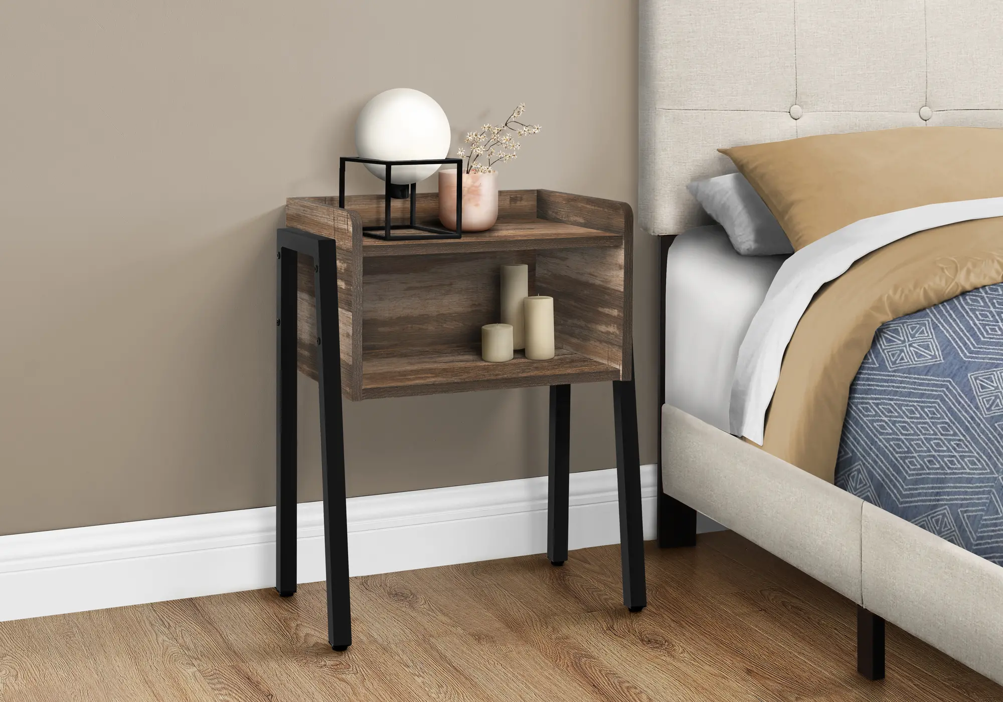 Industrial Brown Reclaimed Wood Storage Cubby Accent Table-2