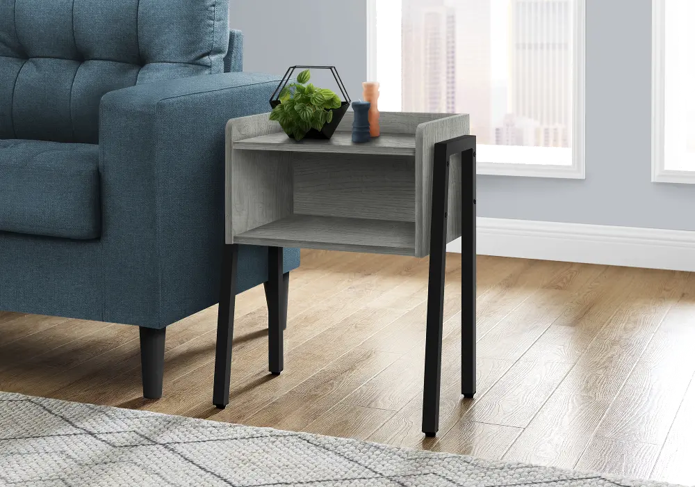 Industrial Grey Storage Cubby Accent Table-1
