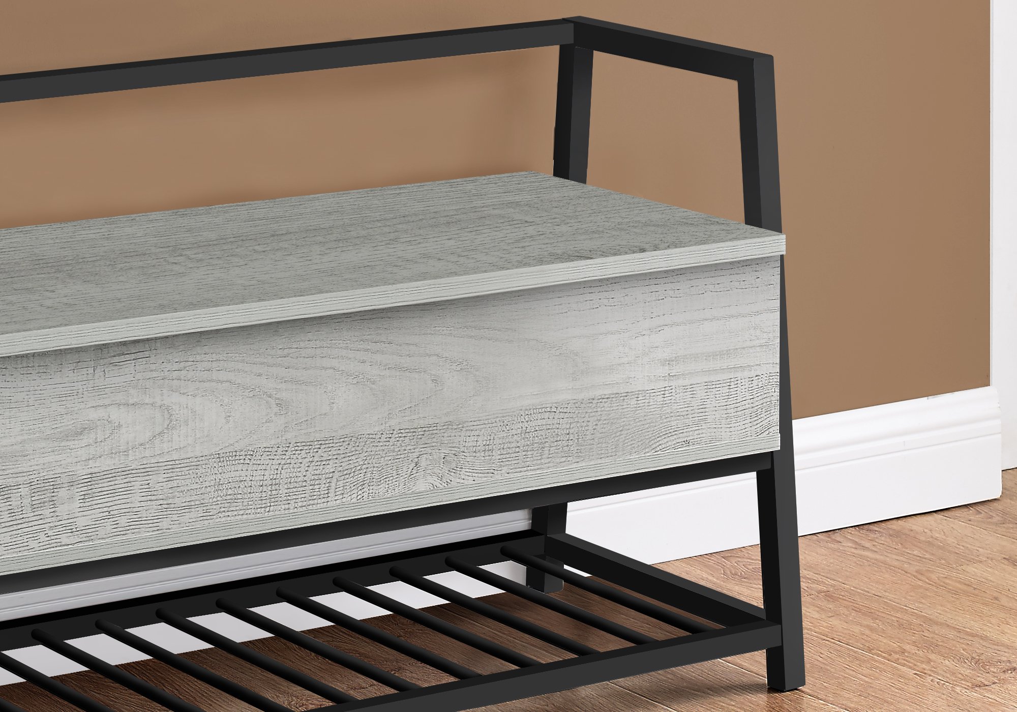 Industrial Grey Storage Bench-3