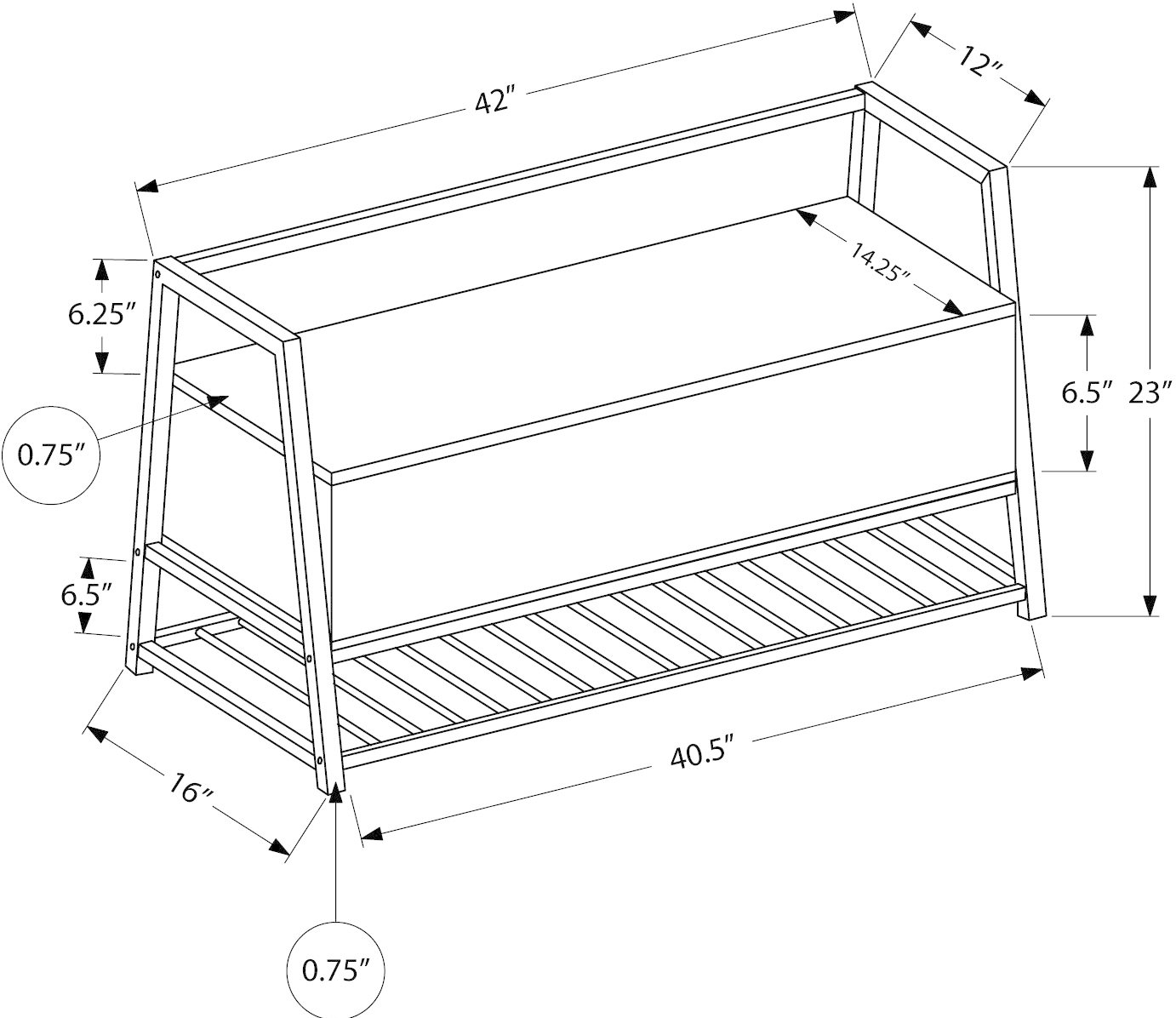 Industrial Grey Storage Bench-5