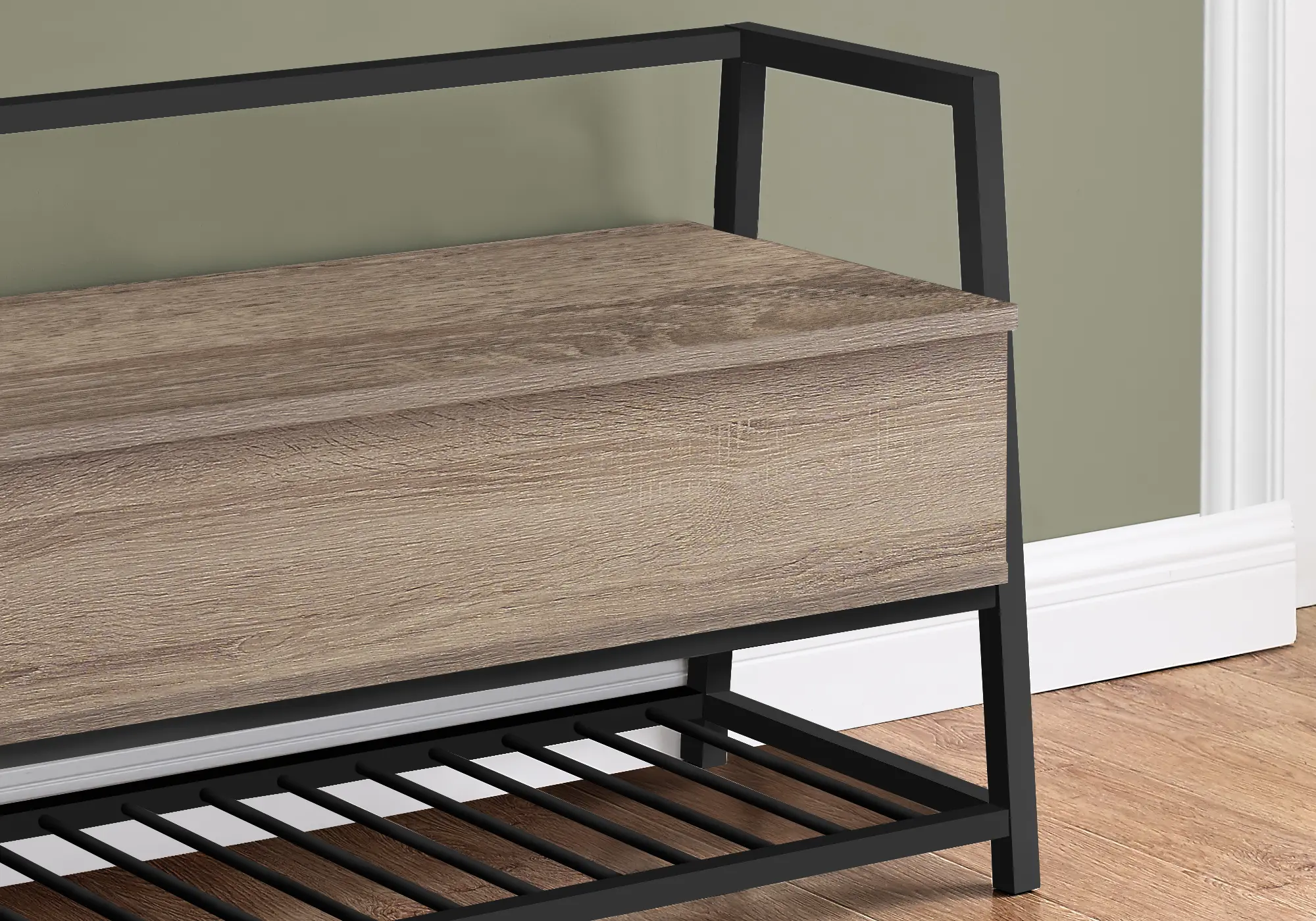 Industrial Taupe Storage Bench-3