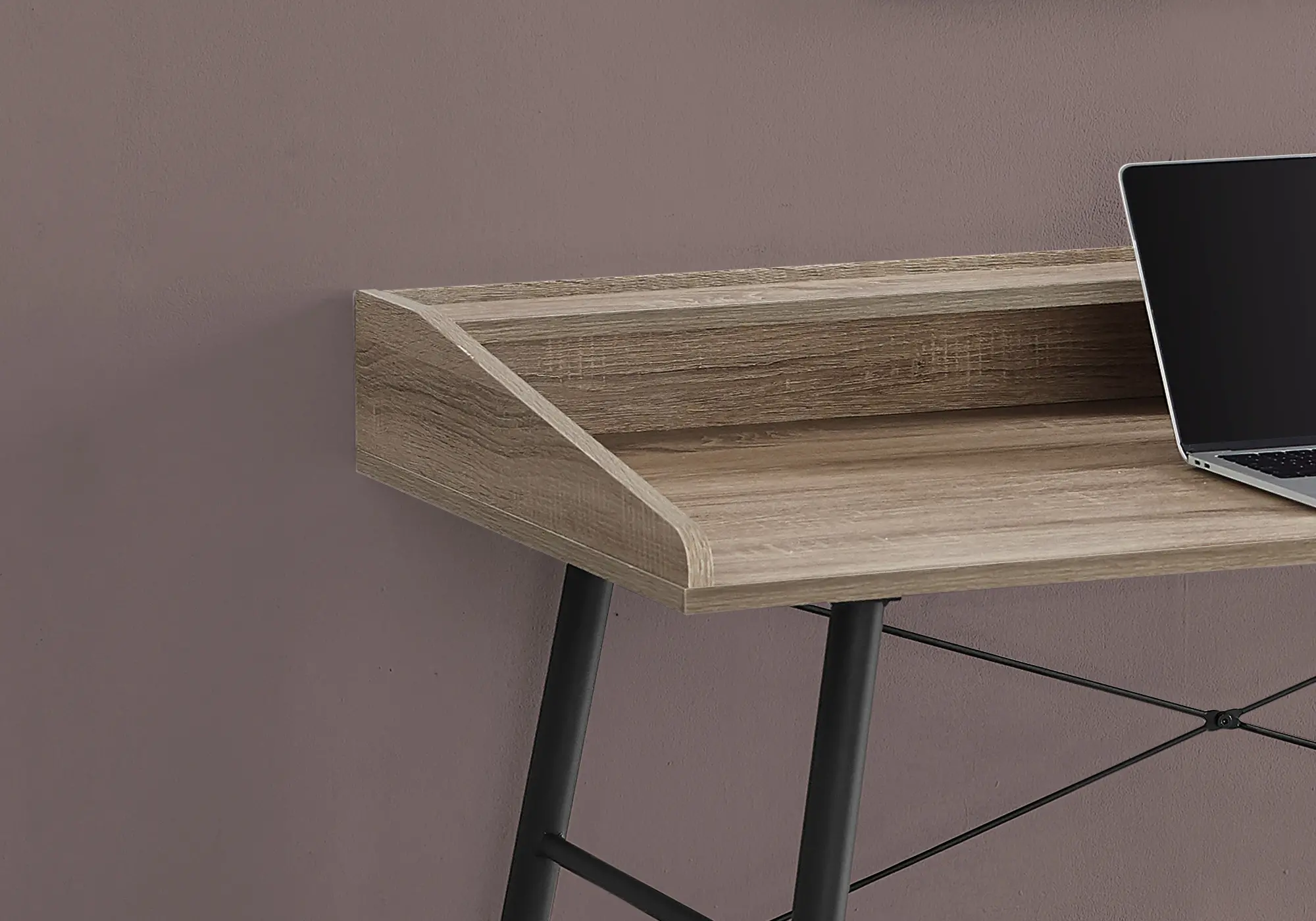 Mid-Century Modern 48 Inch Taupe Computer Desk-3