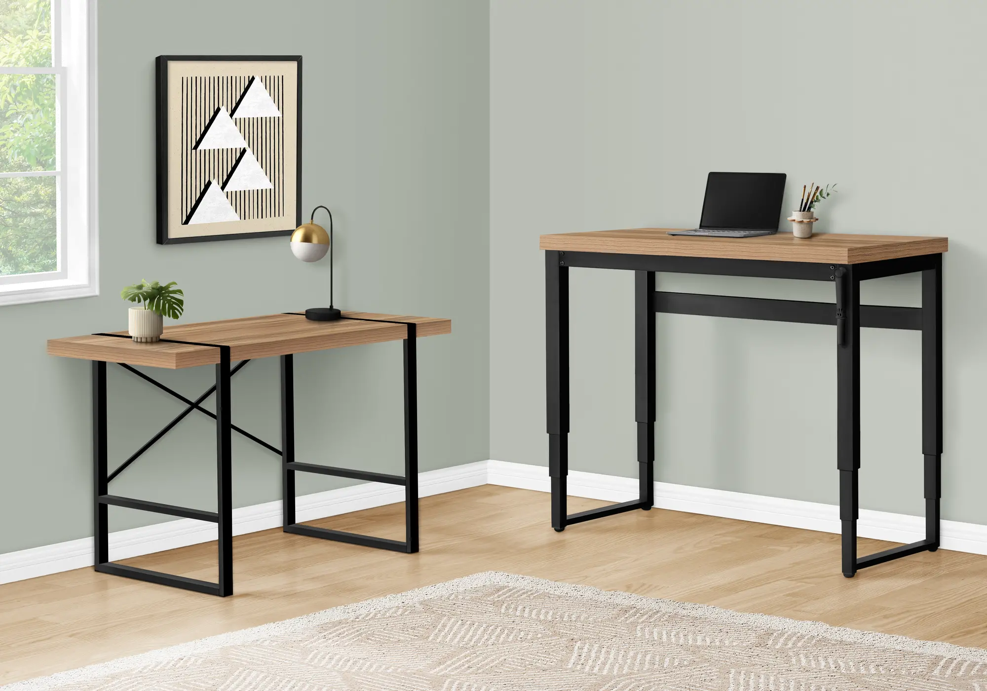 Contemporary 48 Inch Reclaimed Wood Adjustable Height Computer Desk-3
