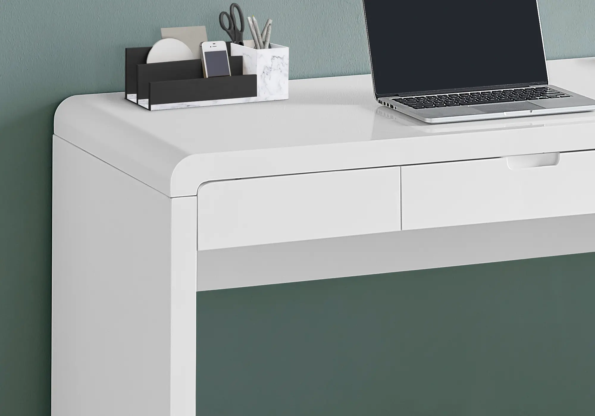 Modern 48 Inch Glossy White Computer Desk-5