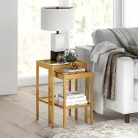 Alexis Modern Brass Nested Side Table Set