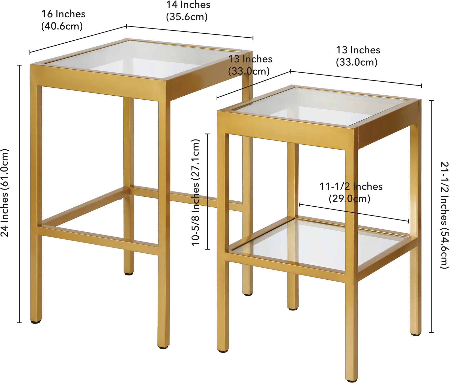 Alexis Modern Brass Nested Side Table Set-8