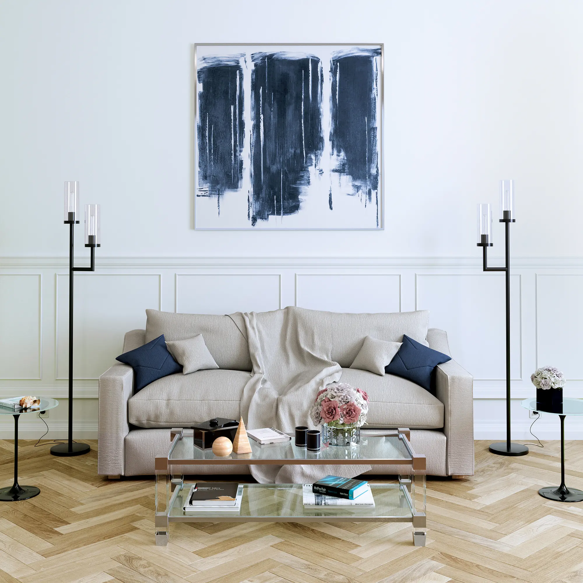 Basso Modern Blackened Bronze 2-Light Torchiere Floor Lamp-3