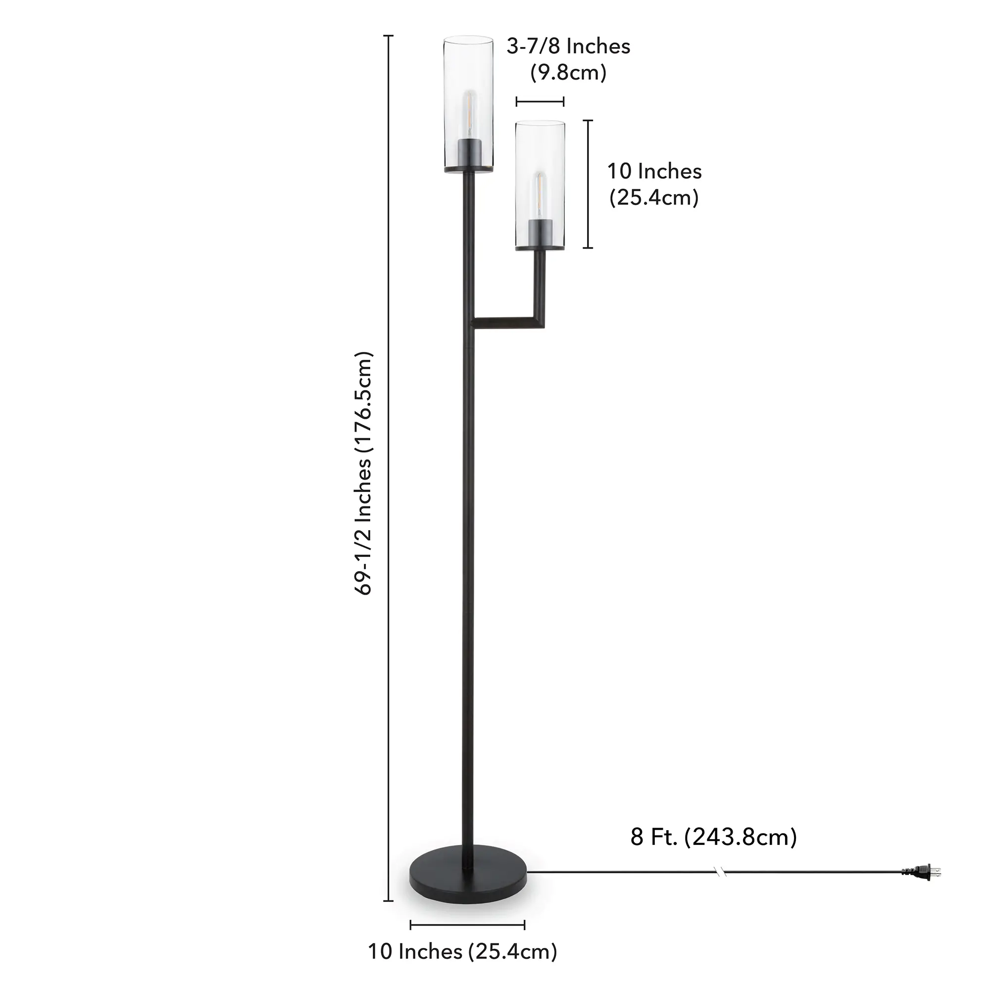 Basso Modern Blackened Bronze 2-Light Torchiere Floor Lamp-4