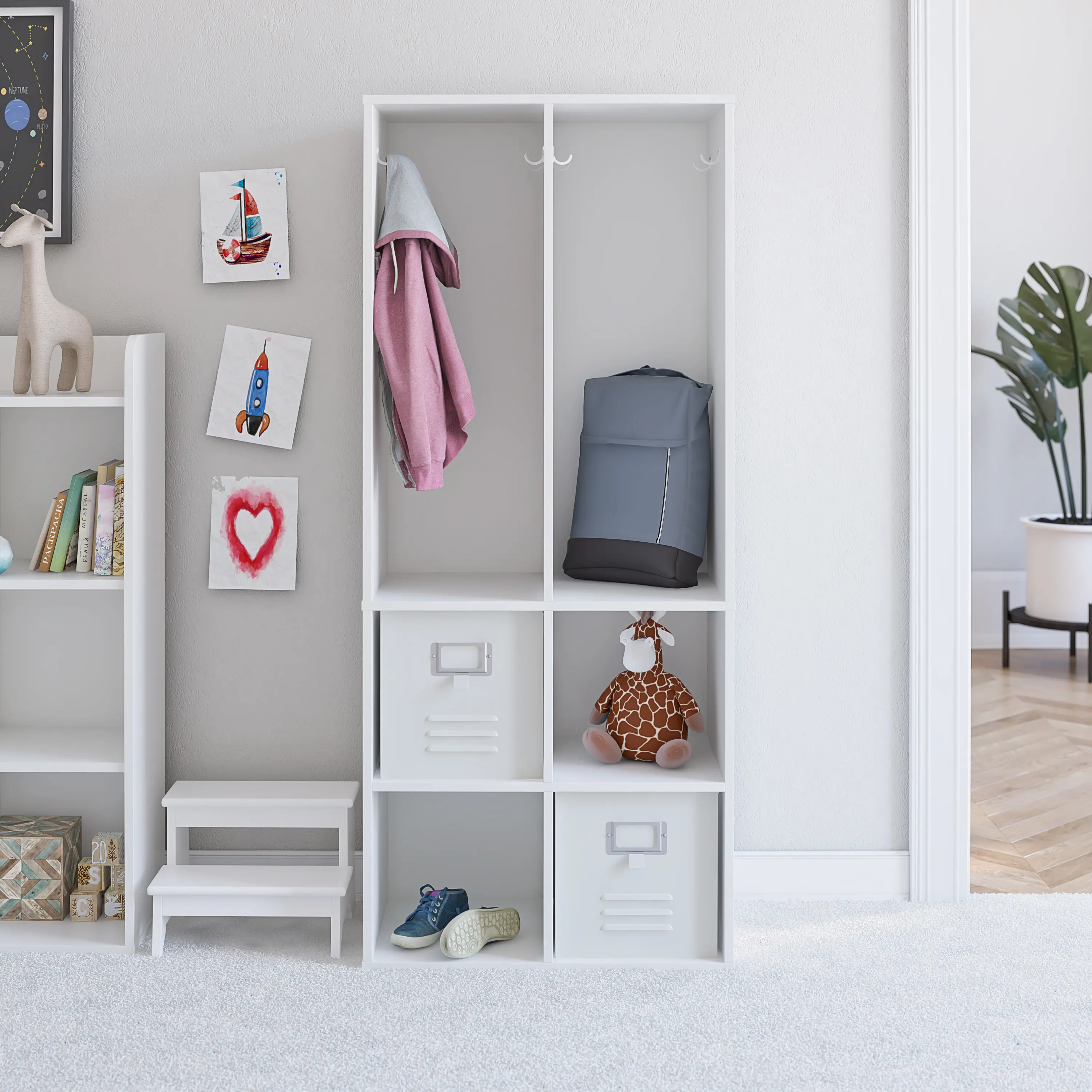 Tyler Transitional White Kid's 4-Cube Storage-1