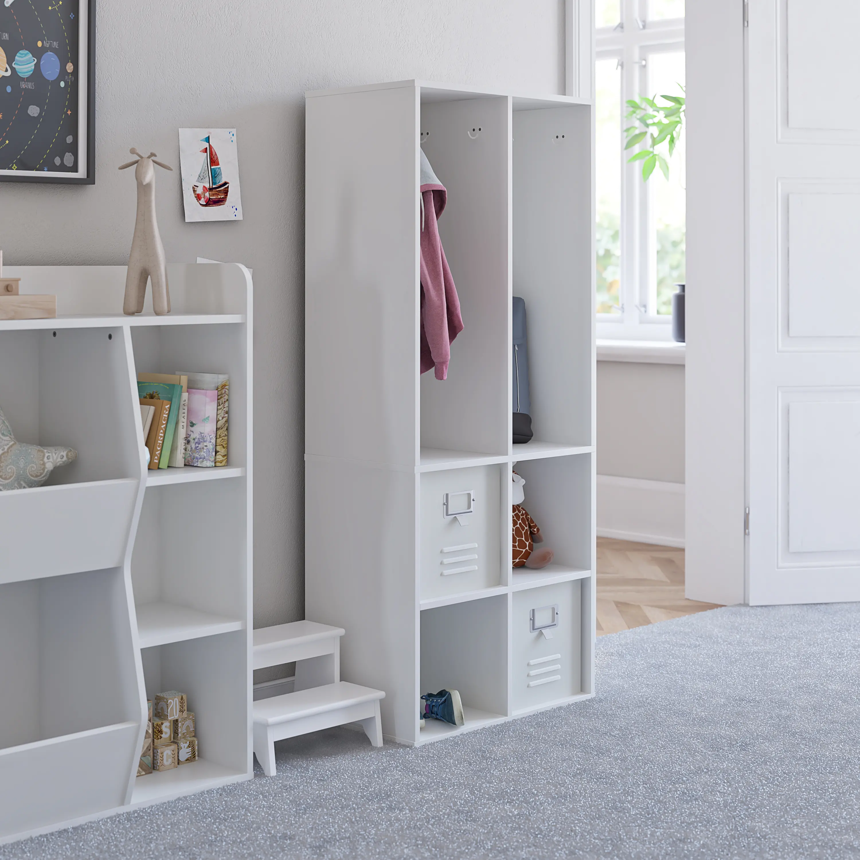 Tyler Transitional White Kid's 4-Cube Storage-2