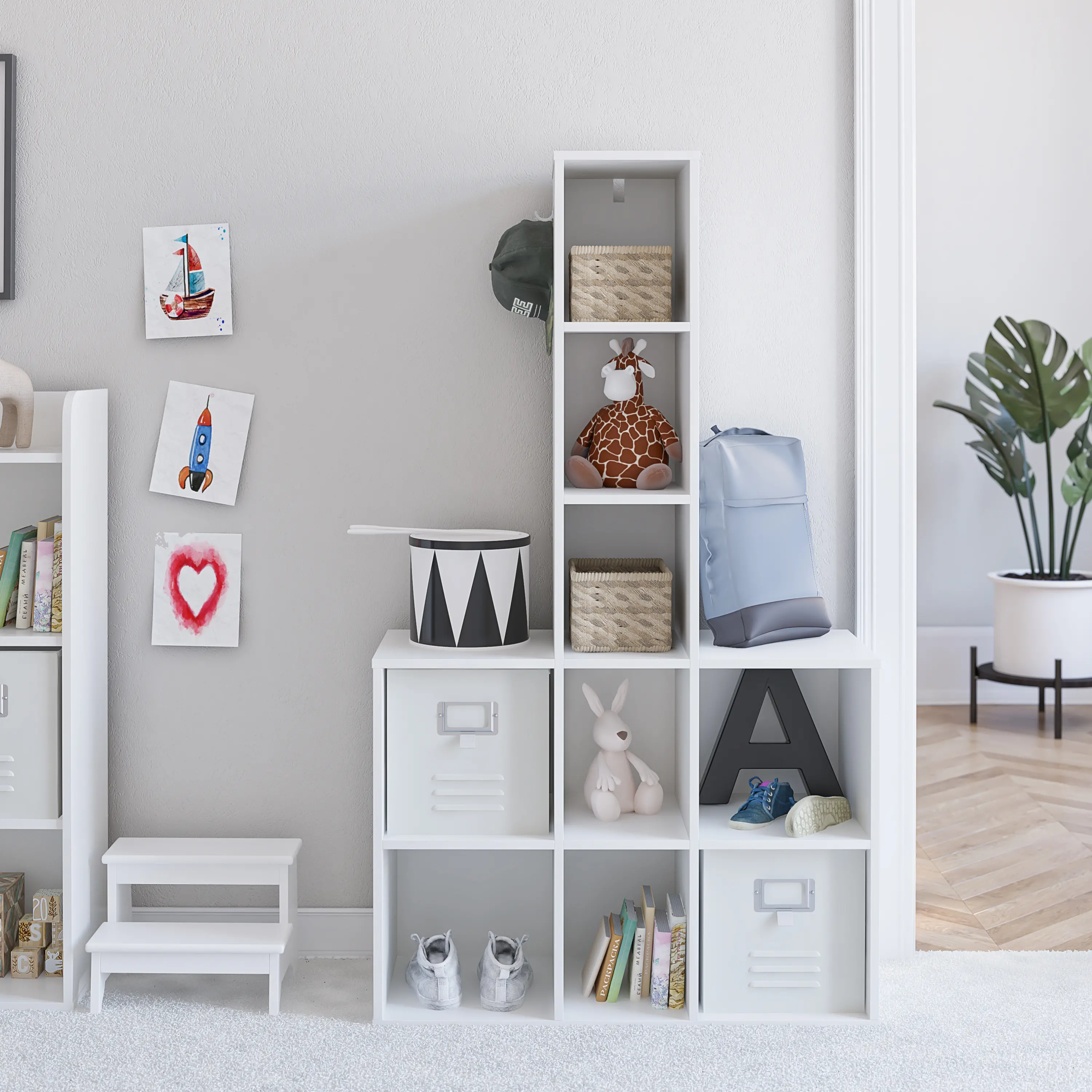 Tyler Transitional White Kid's 9 Cube Storage-1