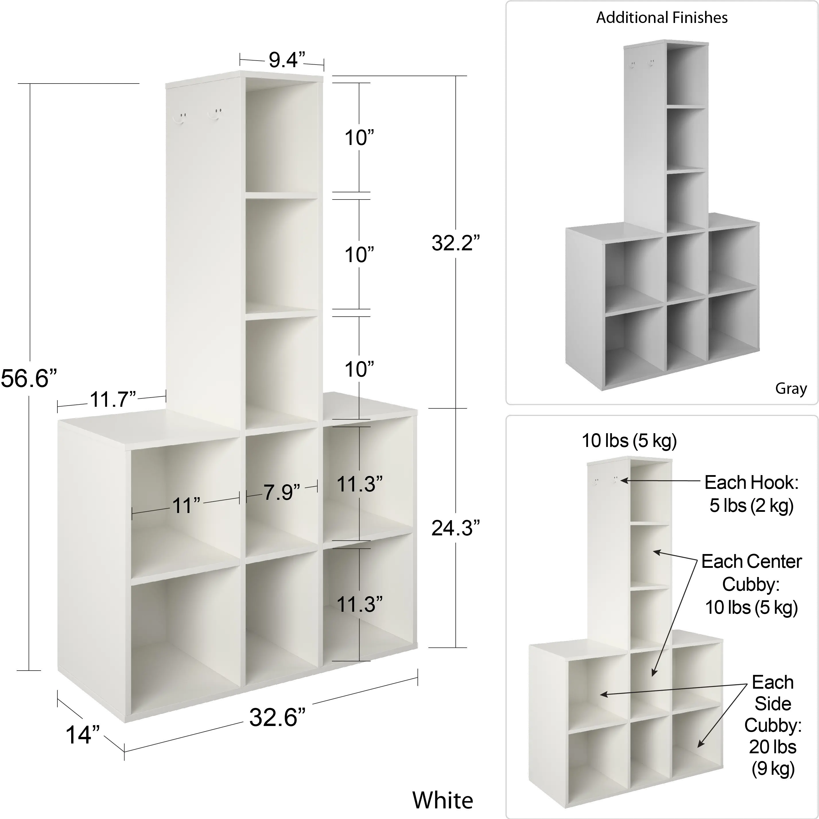 Tyler Transitional White Kid's 9 Cube Storage-8