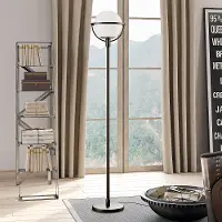 Cieonna Modern Blackened Bronze Globe & Stem Floor Lamp