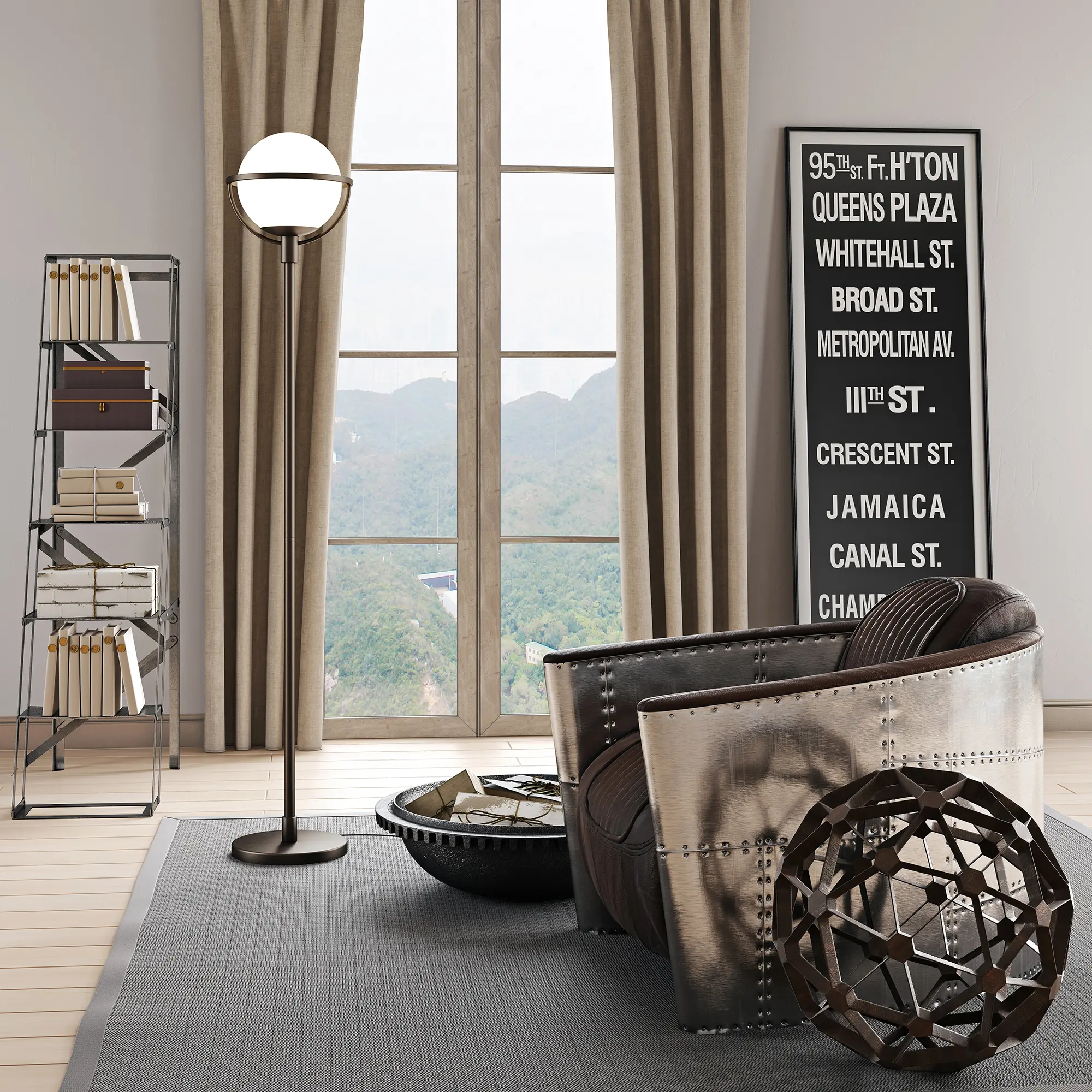 Cieonna Modern Blackened Bronze Globe & Stem Floor Lamp-4