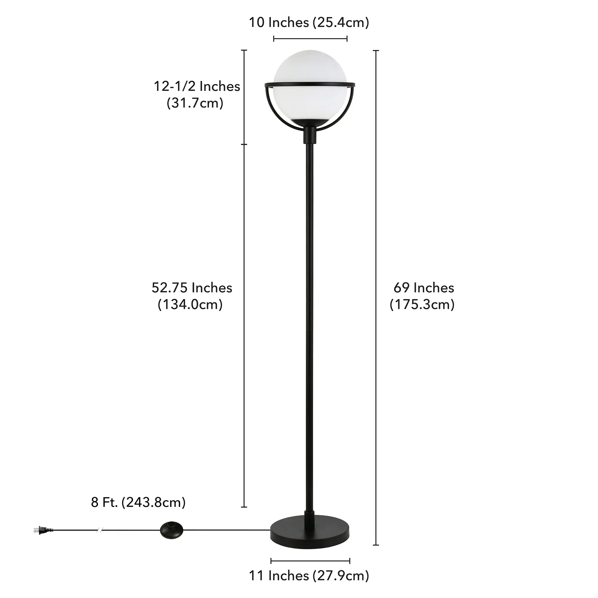 Cieonna Modern Blackened Bronze Globe & Stem Floor Lamp-5
