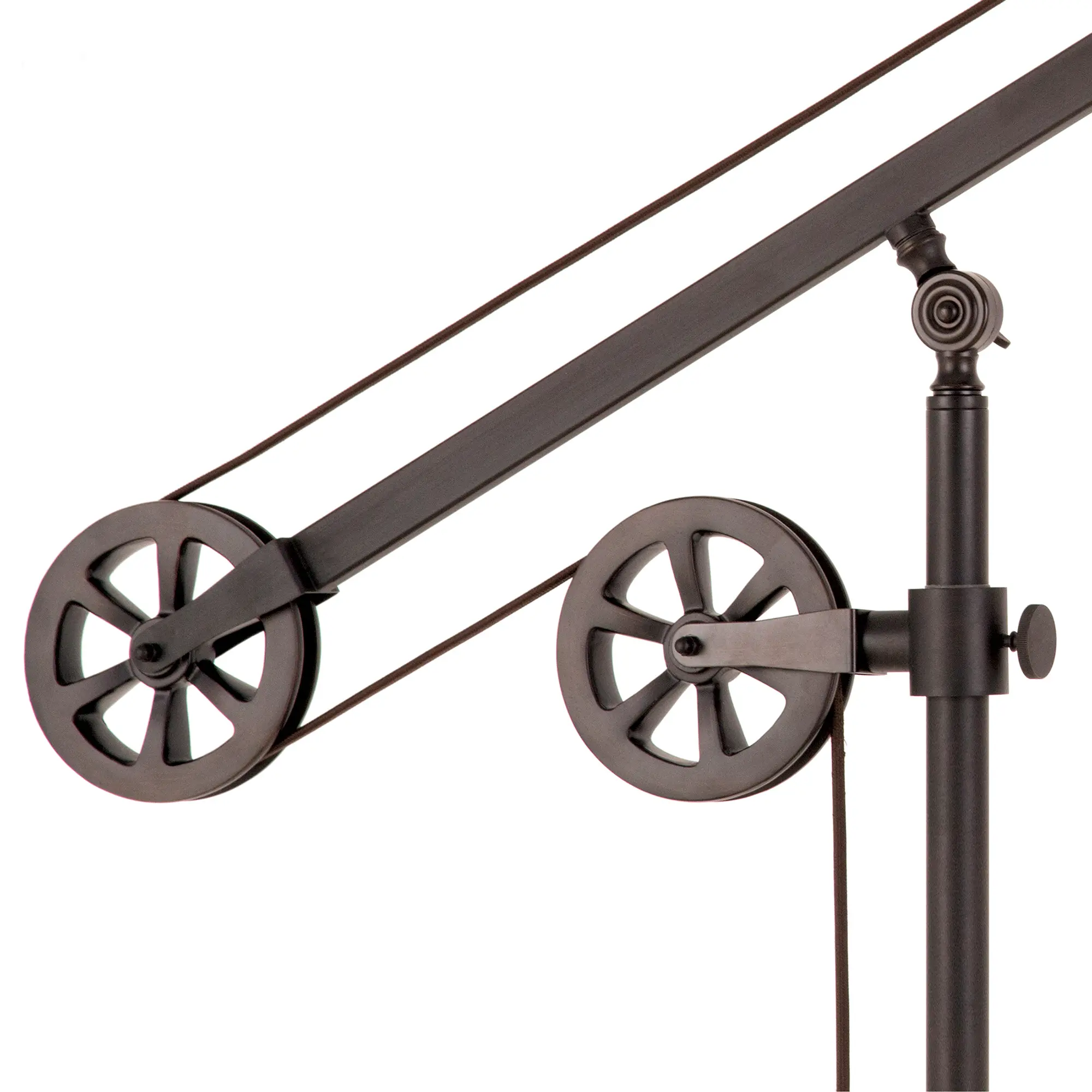 Descartes Industrial Blackened Bronze Floor Lamp with Ribbed Glass Shade-6