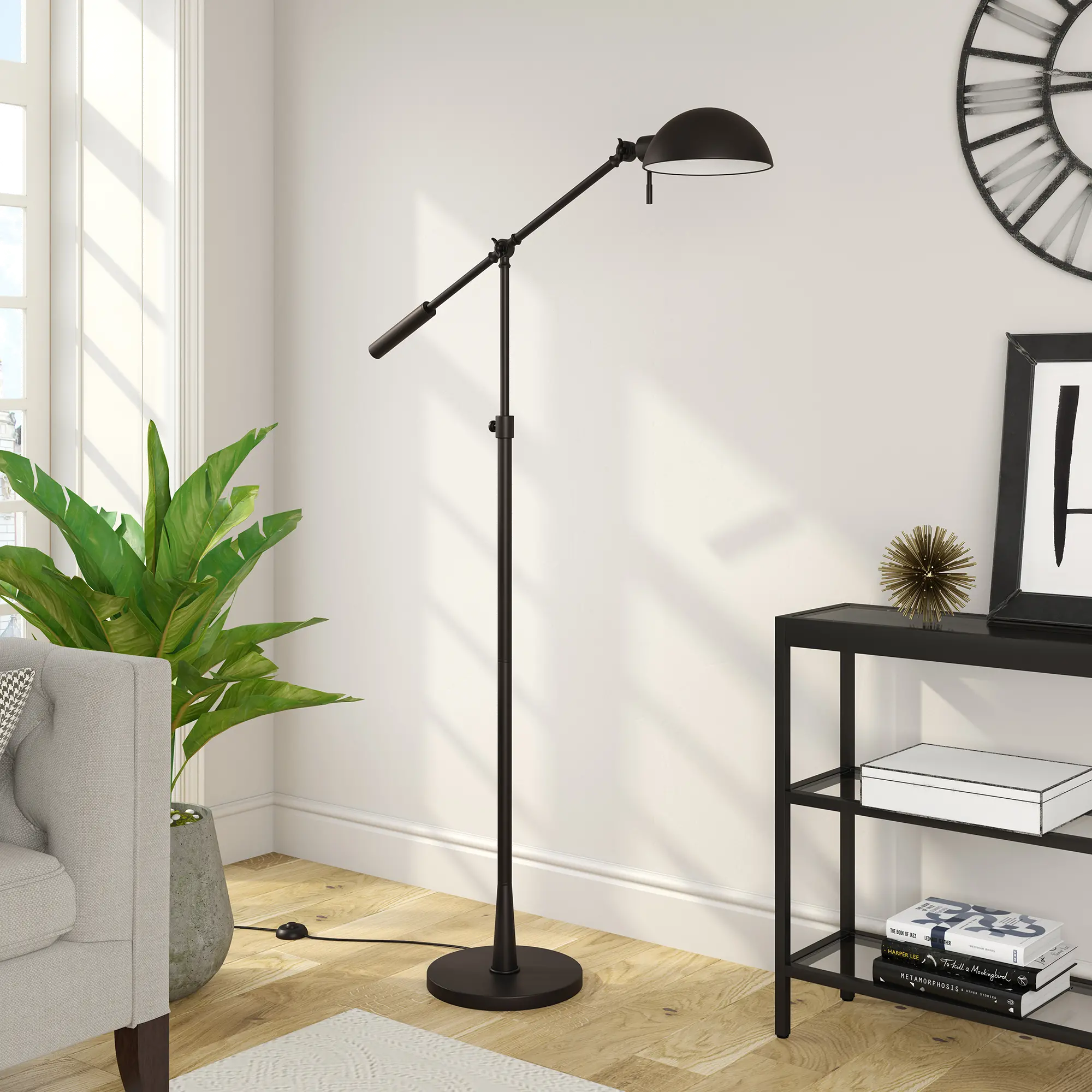 Dexter Industrial Blackened Bronze Tilting Floor Lamp-1