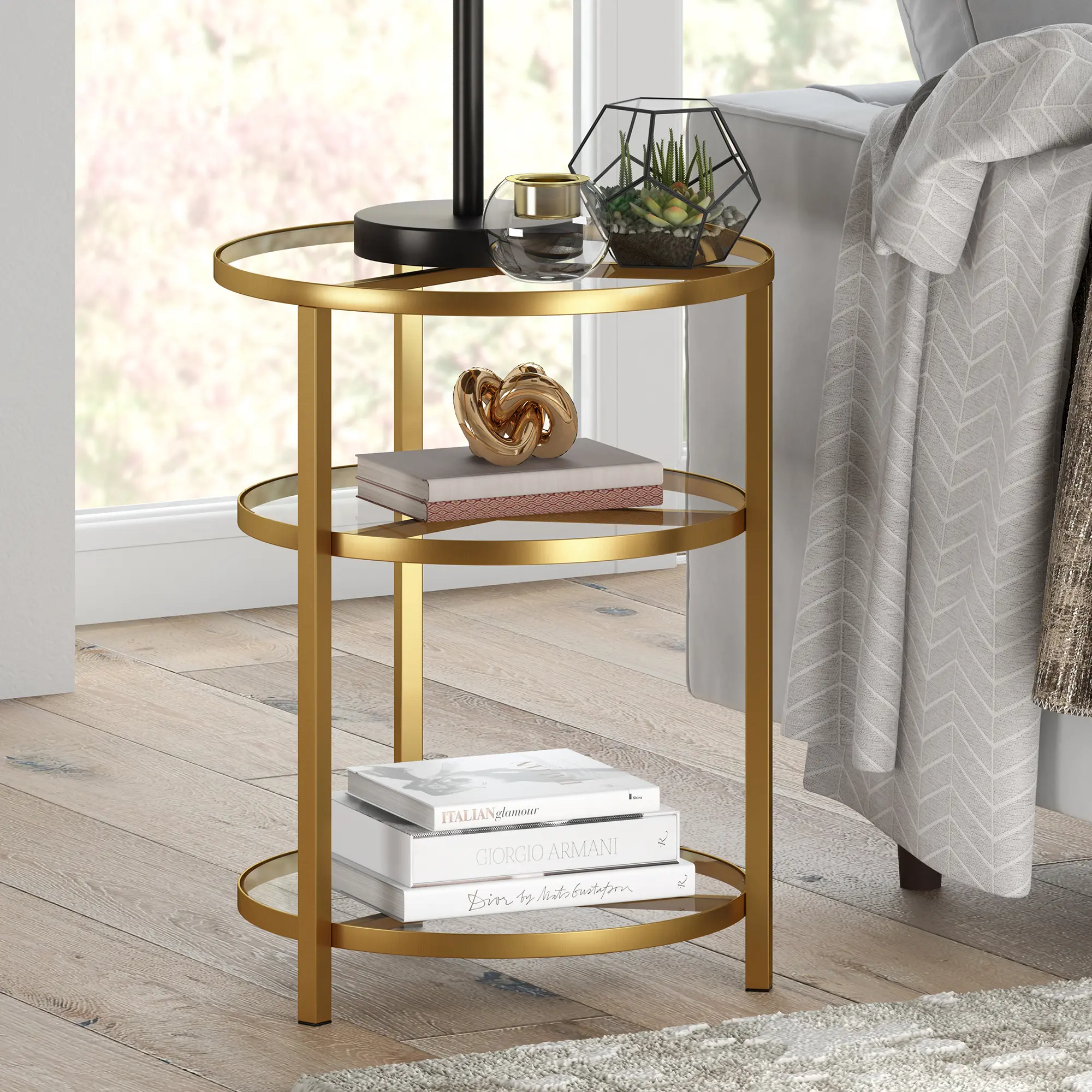 Helena Modern Brass Finish Side Table-1