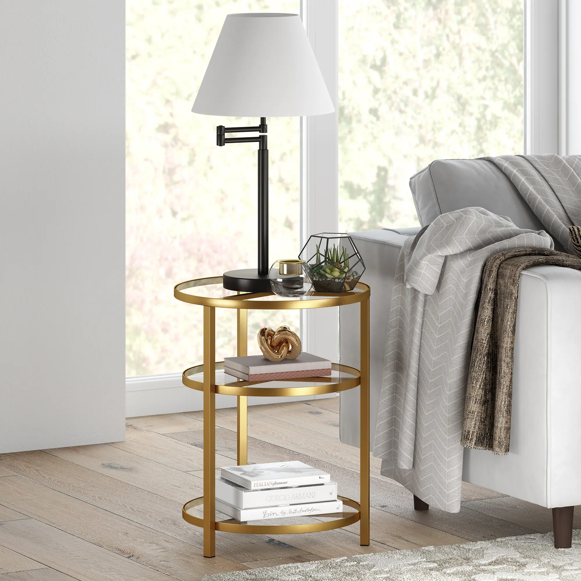 Helena Modern Brass Finish Side Table-2