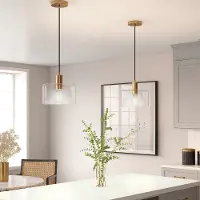 Henri Modern Brass Finish and Clear Glass Pendant