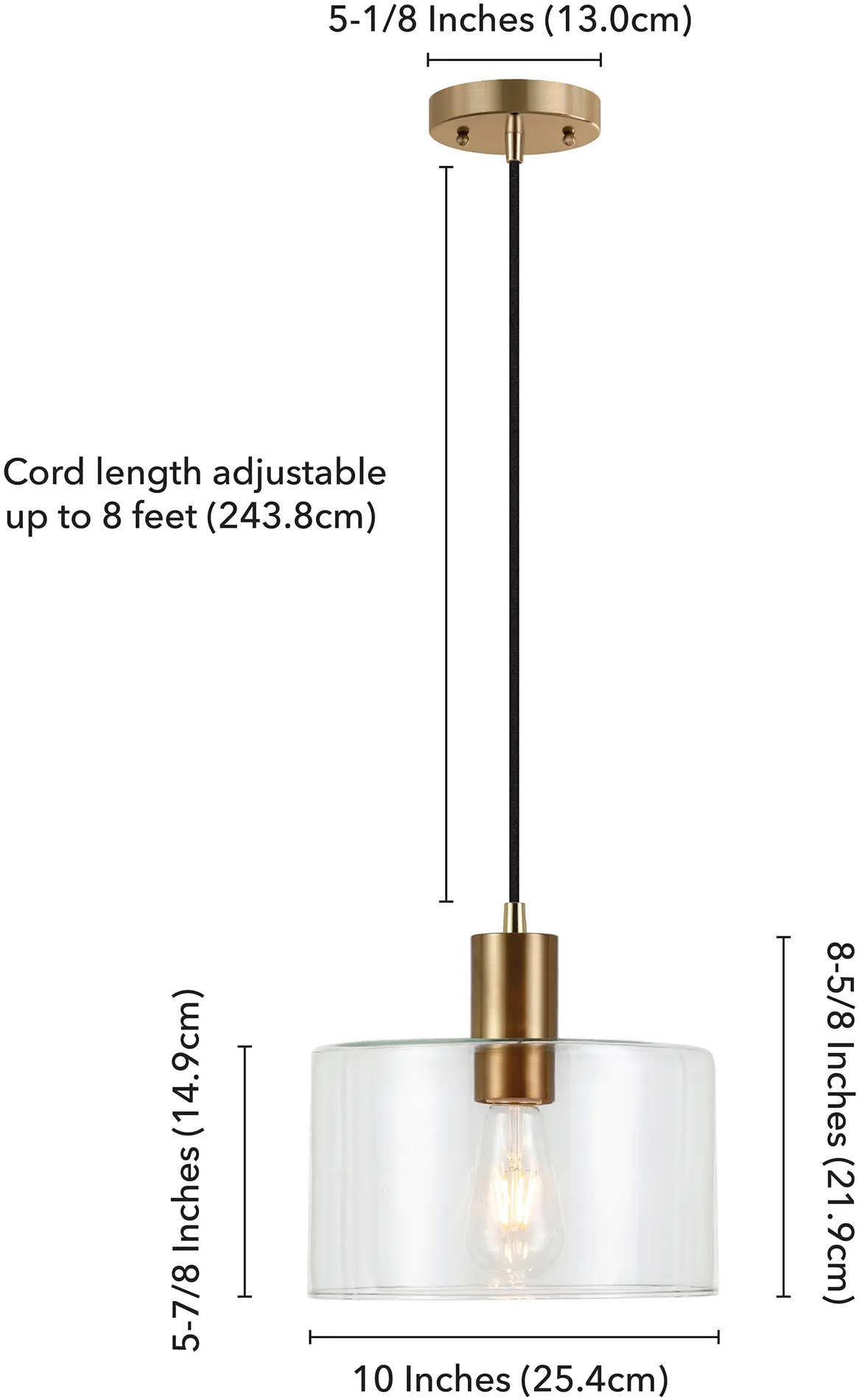 Henri Modern Brass Finish and Clear Glass Pendant-7