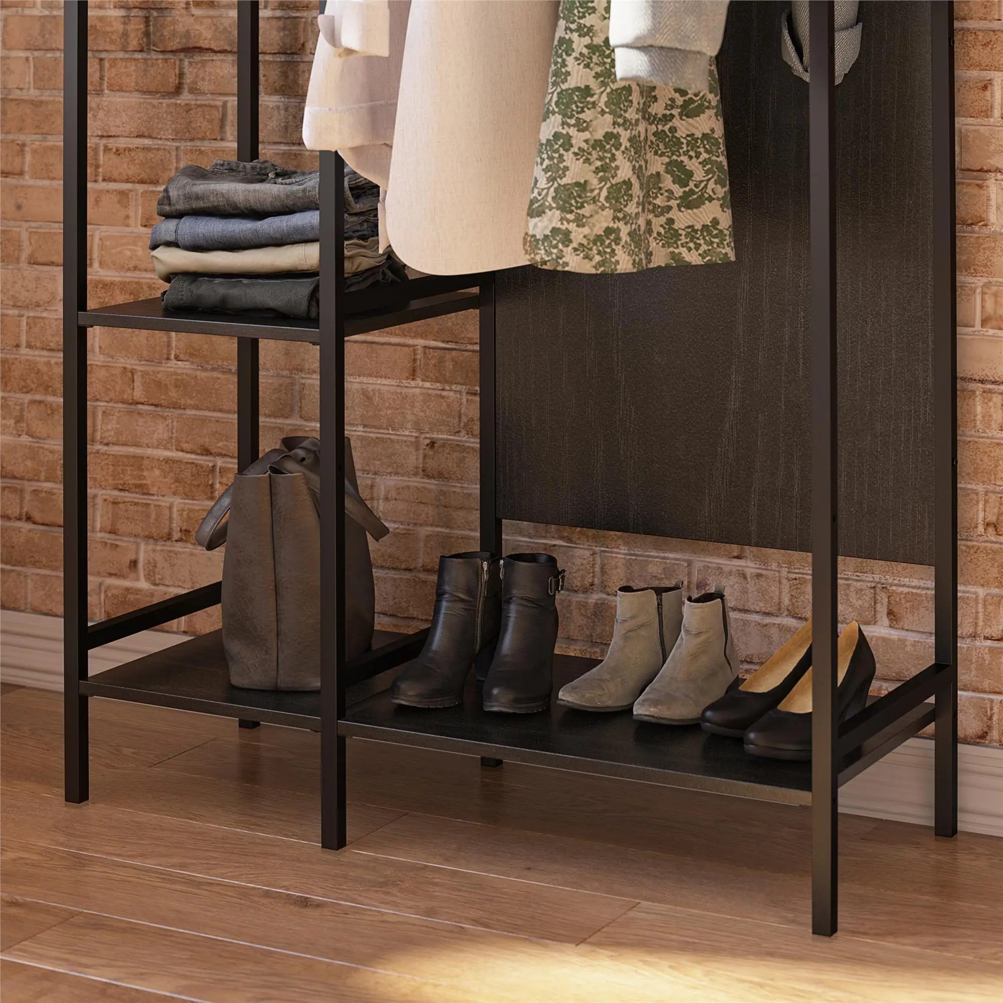 Modine Transitional Black Oak Open Wardrobe-4