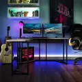 Quest Gray Gaming L-Desk with CPU Stand