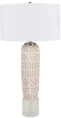 Cream and Crystal Brick Table Lamp