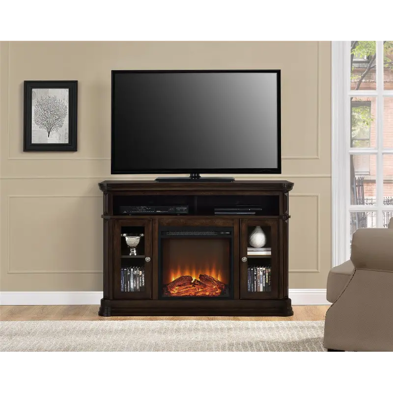 Brooklyn Transitional Espresso Electric Fireplace TV Console