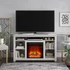 Edgewood Transitional Ivory Pine TV Console with Fireplace