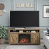 Farmington Light Brown 60 Electric Fireplace TV Console